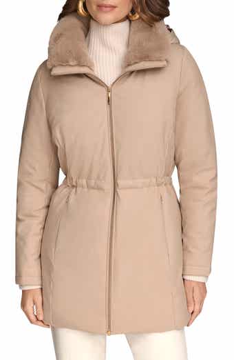 Lux Water Resistant Puffer Coat with Faux Fur Trim