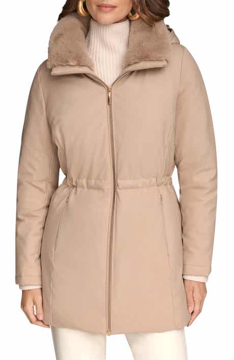 Lux Water Resistant Puffer Coat with Faux Fur Trim