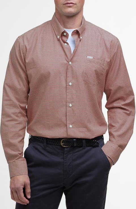 Finwell Tailored Fit Gingham Button-Down Shirt