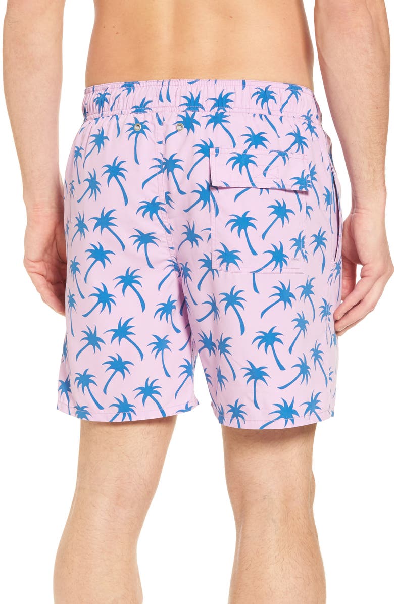 Tom & Teddy Palm Print Swim Trunks, Alternate, color,