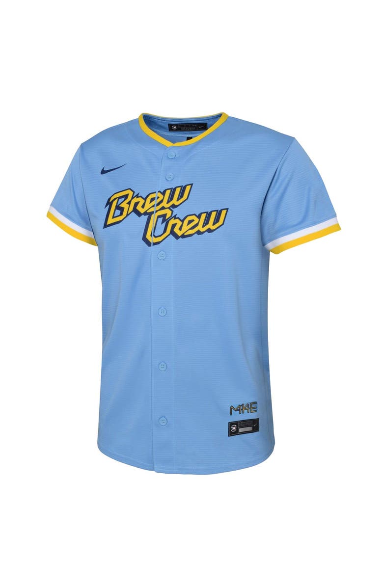 Nike Preschool Nike Powder Blue Milwaukee Brewers City Connect Replica Team Jersey, Alternate, color, Powder Blue