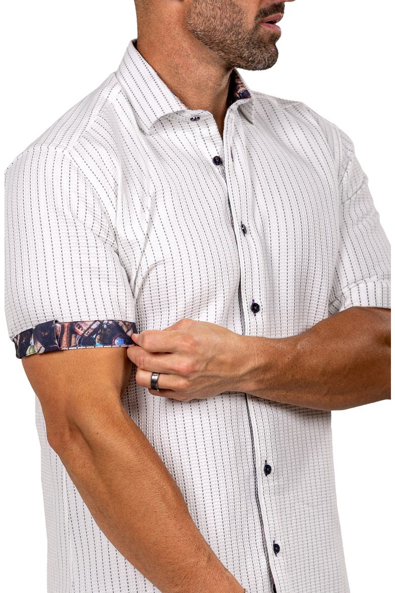 Galileo Marthy Short Sleeve Cotton Button-Up Shirt, Alternate, color, WHITE