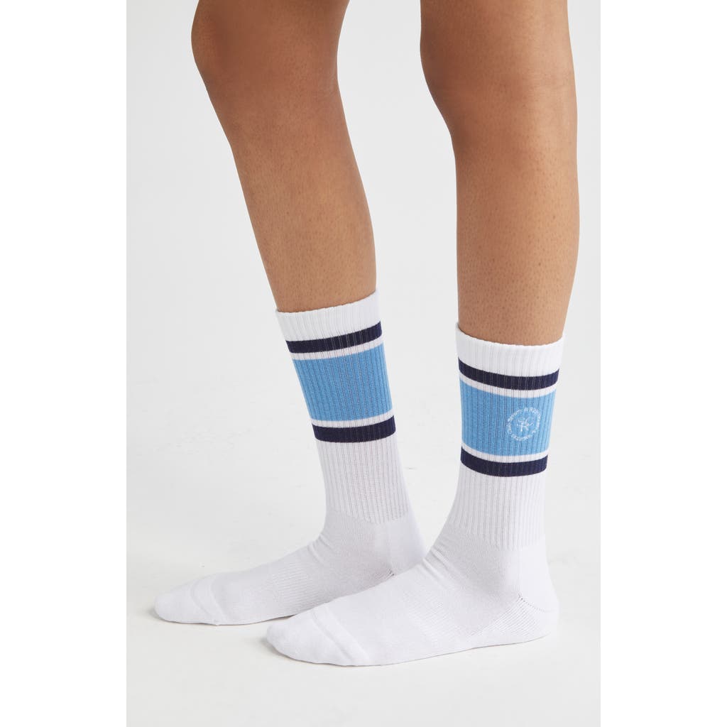 Sporty And Rich Sporty & Rich Roller Logo Embroidered Crew Socks In White