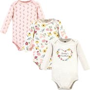 Hudson Baby Little Soft Cotton Long-Sleeve One-Piece 3Pk