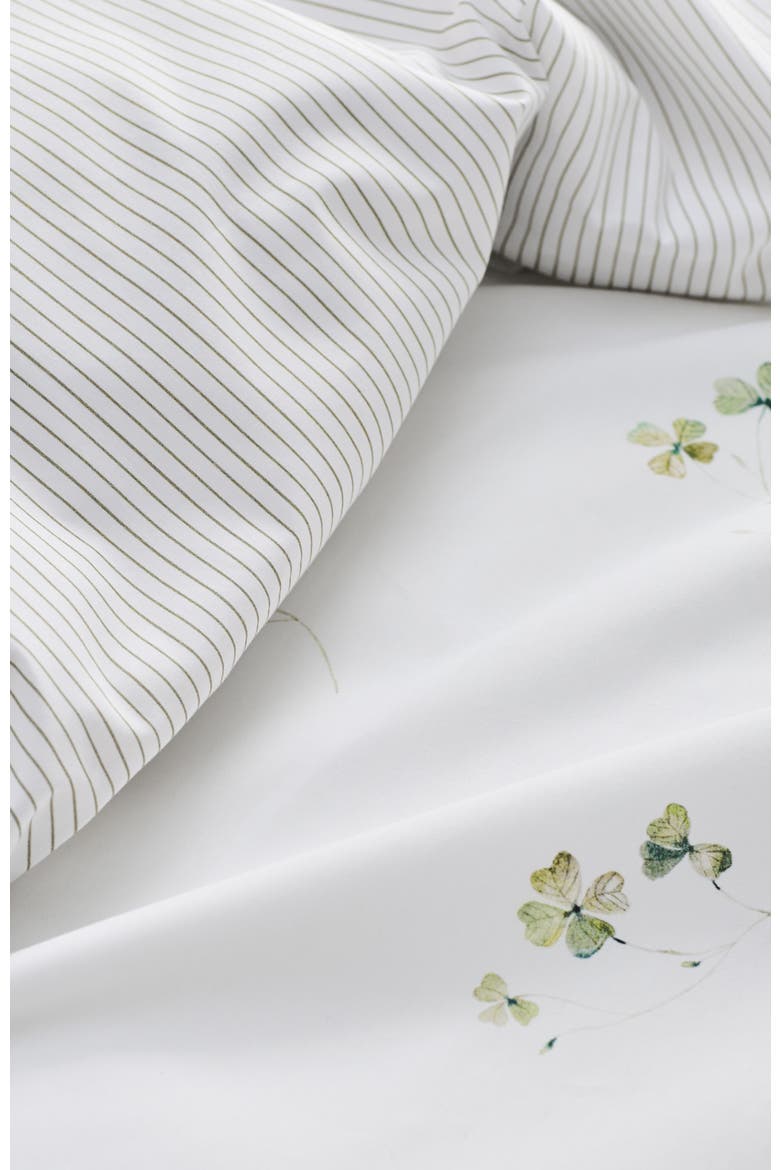 Clover Romantic Floral Striped Reversible Duvet Cover Sets, Alternate, color, Green