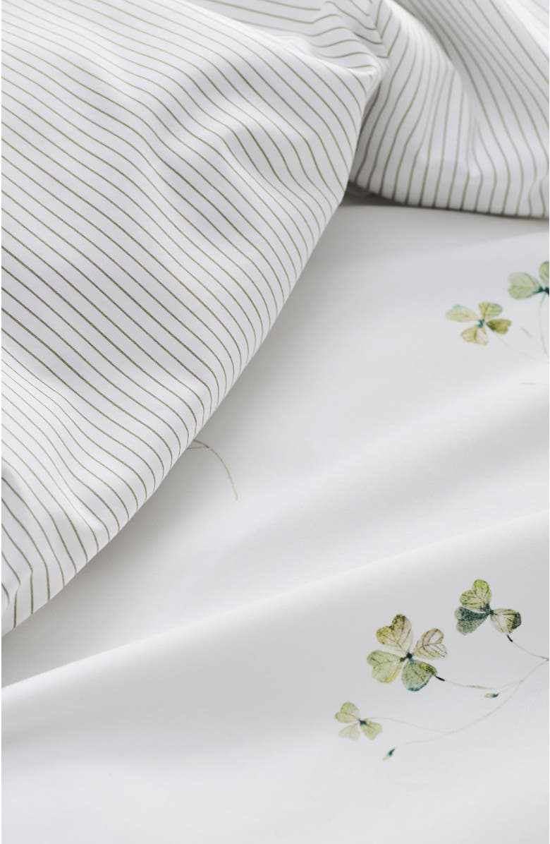 CHRISTY Clover Romantic Floral Striped Reversible Duvet Cover Sets, Alternate, color, Green