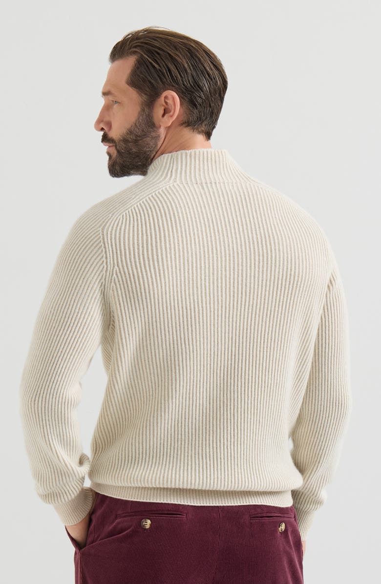 Brunello Cucinelli Cashmere English rib turtleneck sweater, Alternate, color, Panama