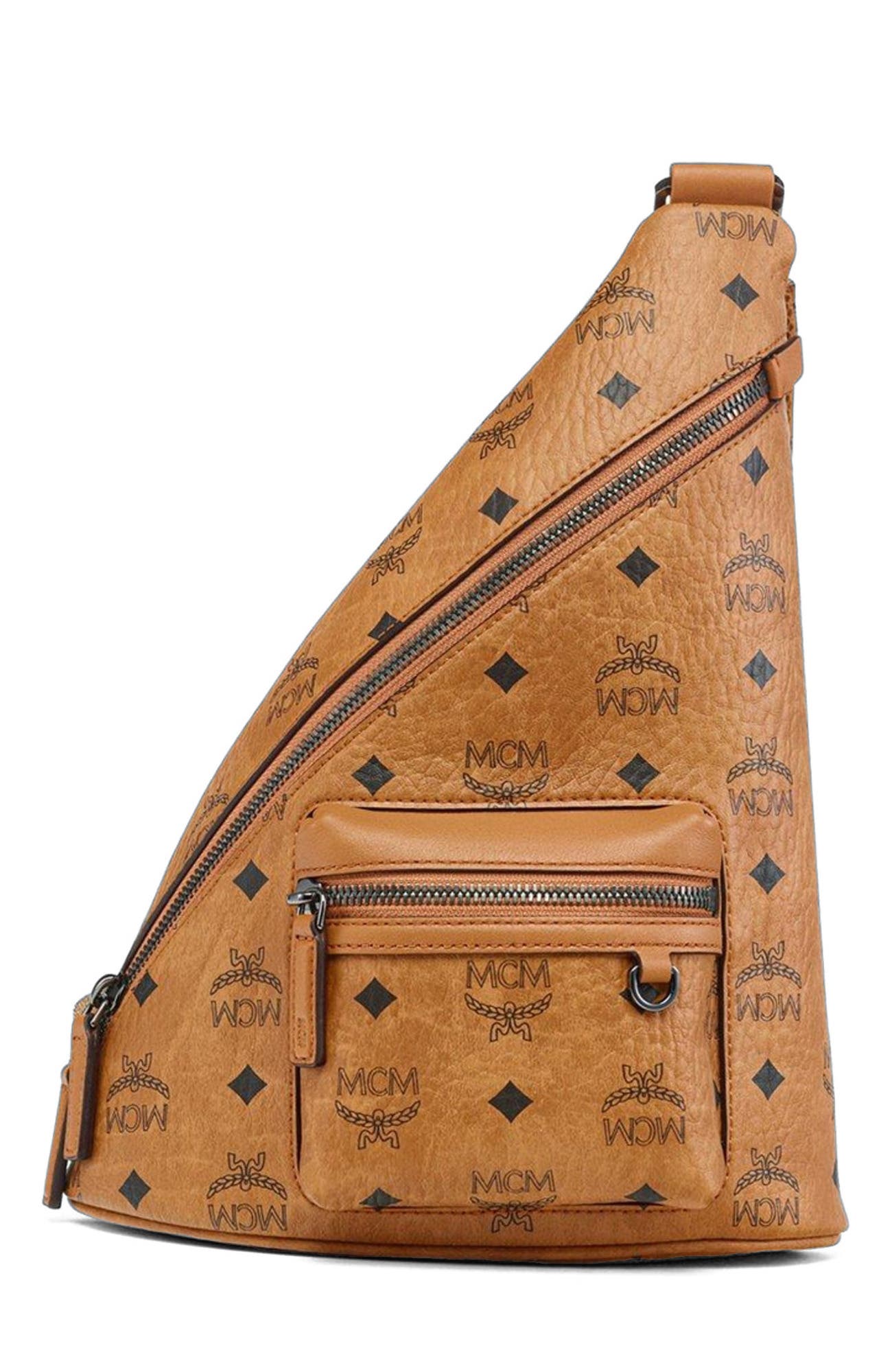 MCM Aren Sling in Visetos, Main, color, Brown