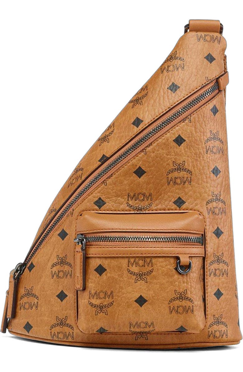 MCM Aren Sling in Visetos, Main, color, Brown