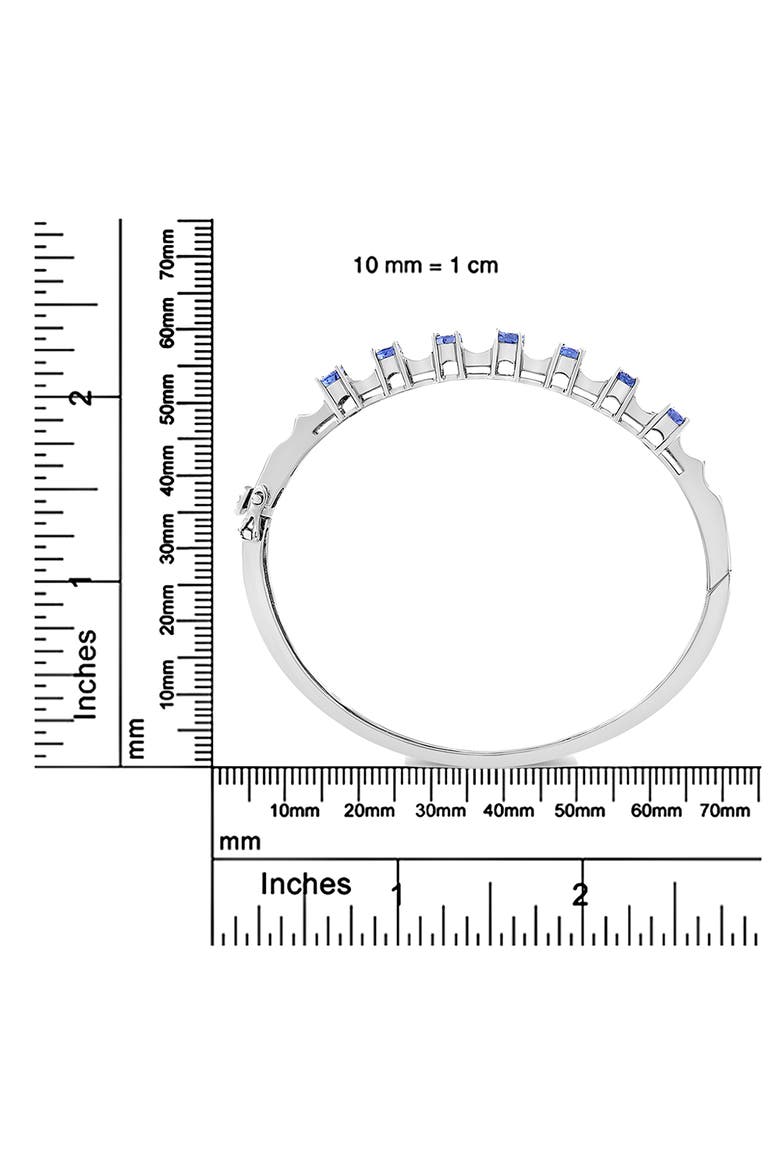 14K White Gold Blue Tanzanite and 1/4 Cttw Diamond Bangle, Alternate, color, White