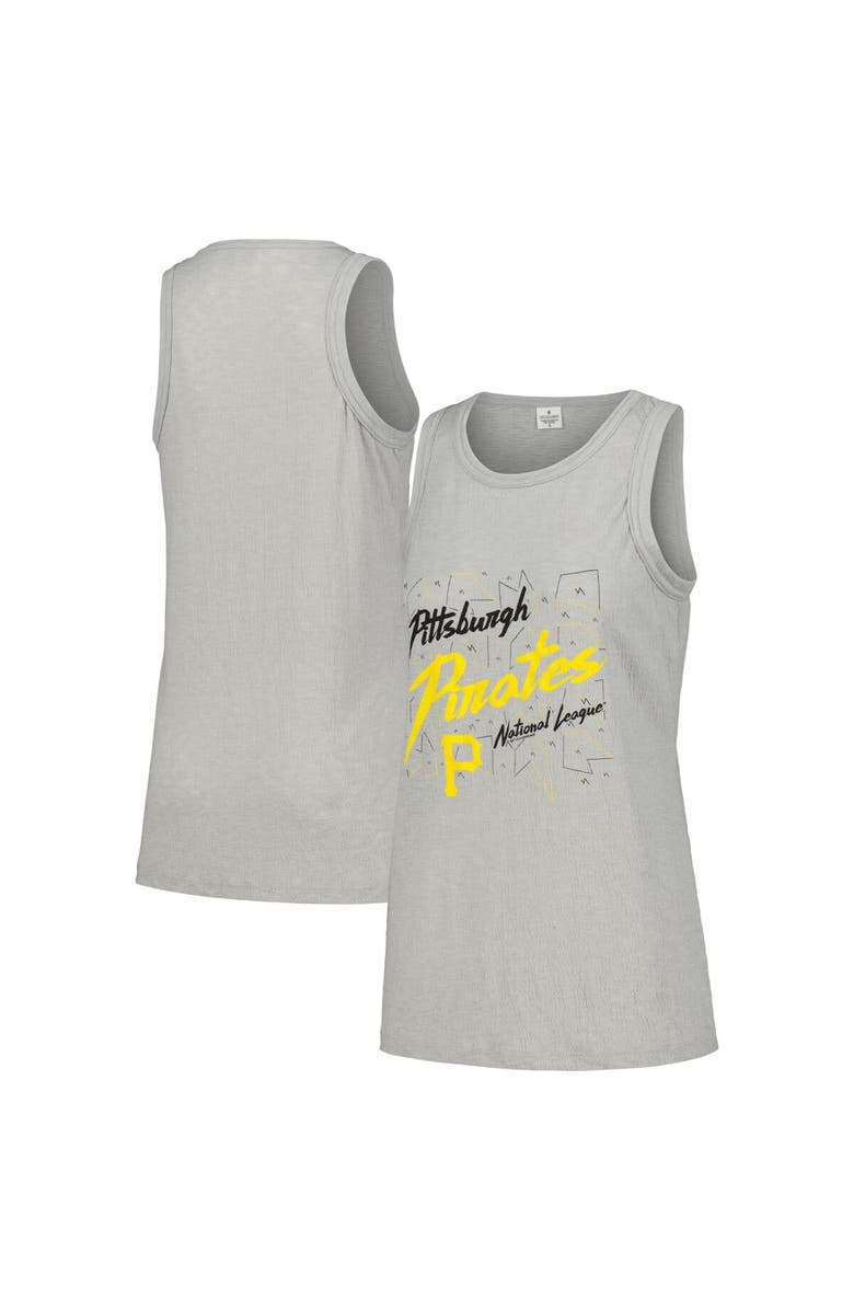 SOFT AS A GRAPE Women's Soft as a Grape Gray Pittsburgh Pirates Gauze High Neck Tank Top, Alternate, color, Gray