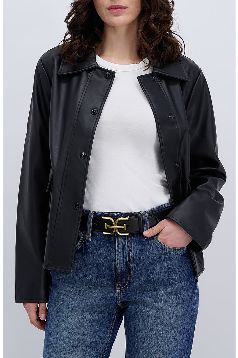 Logo Buckle Leather Belt, Alternate, color, BLACK
