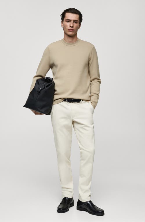 Mango Regular Fit Viscose Blend Crewneck Sweater In Neutral