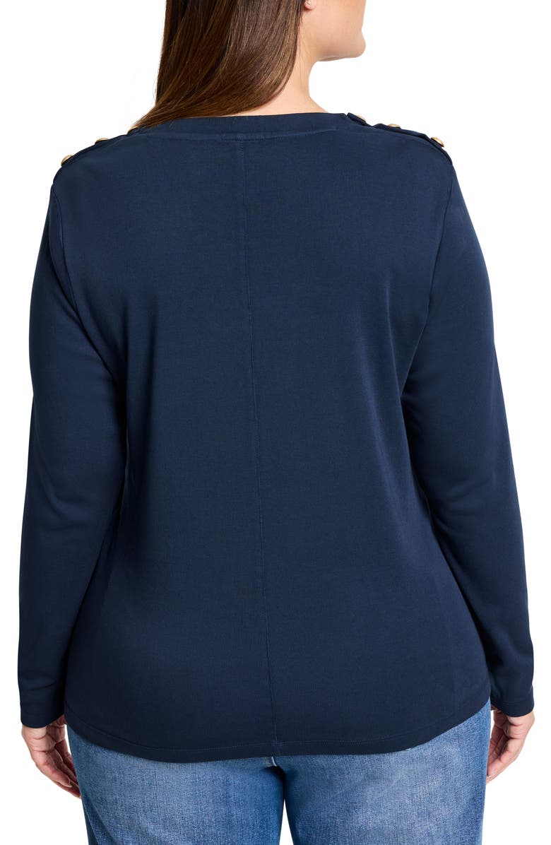 NZT by NIC+ZOE Button Shoulder Long Sleeve Cotton Top, Alternate, color, 