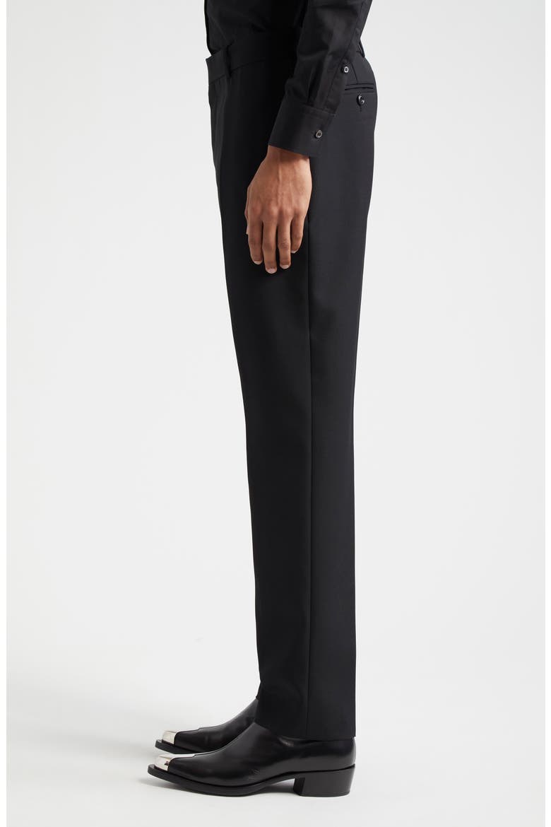 Wool Gabardine Cigarette Trousers, Alternate, color, BLACK