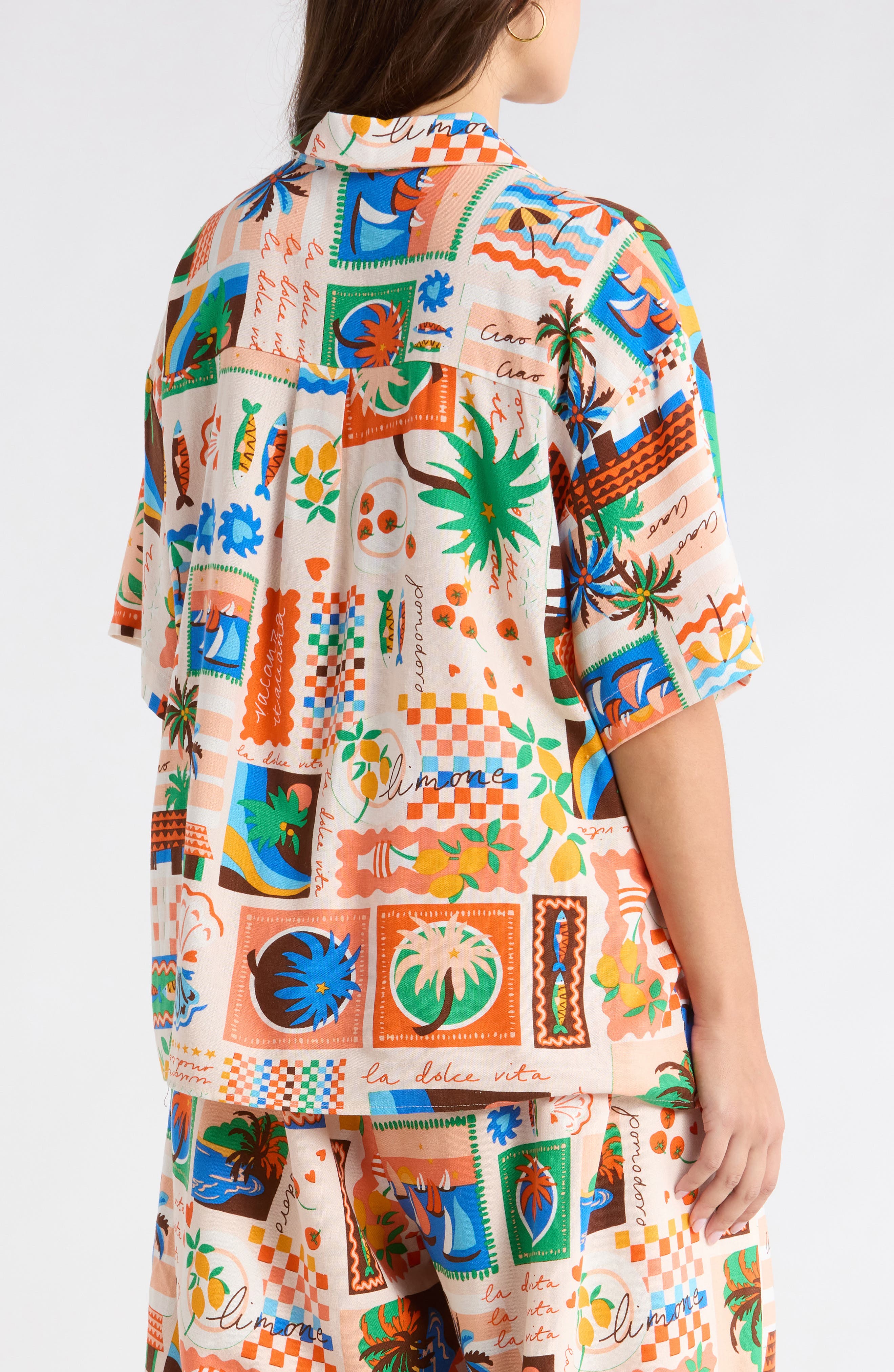 Print Loose Fit Button Up Top - image 2