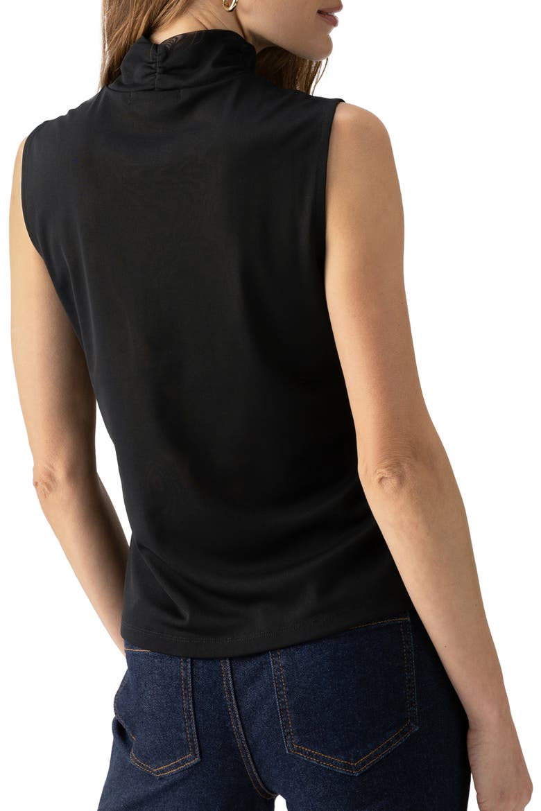 Sleeveless Cowl Neck Mesh Top, Alternate, color, BLACK