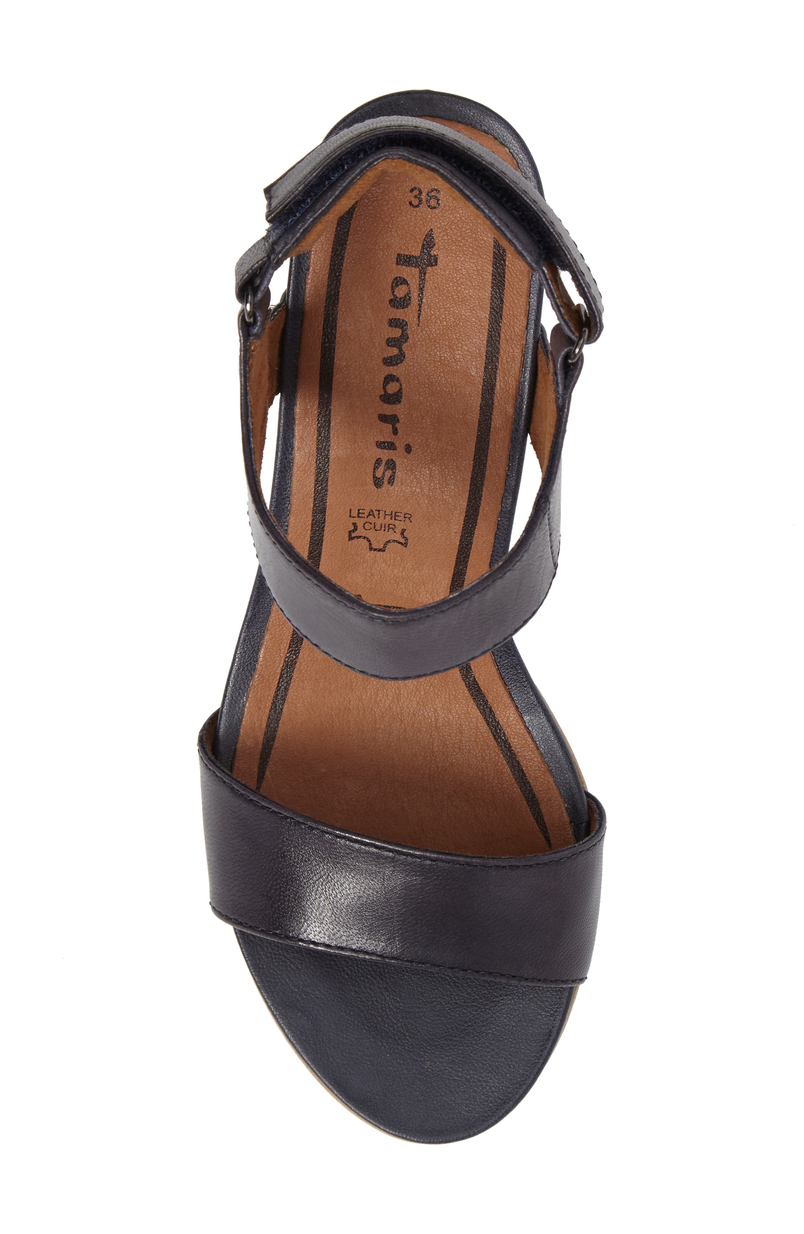 'Alis' Lug Sole Wedge Sandal, Alternate, color, NAVY LEATHER