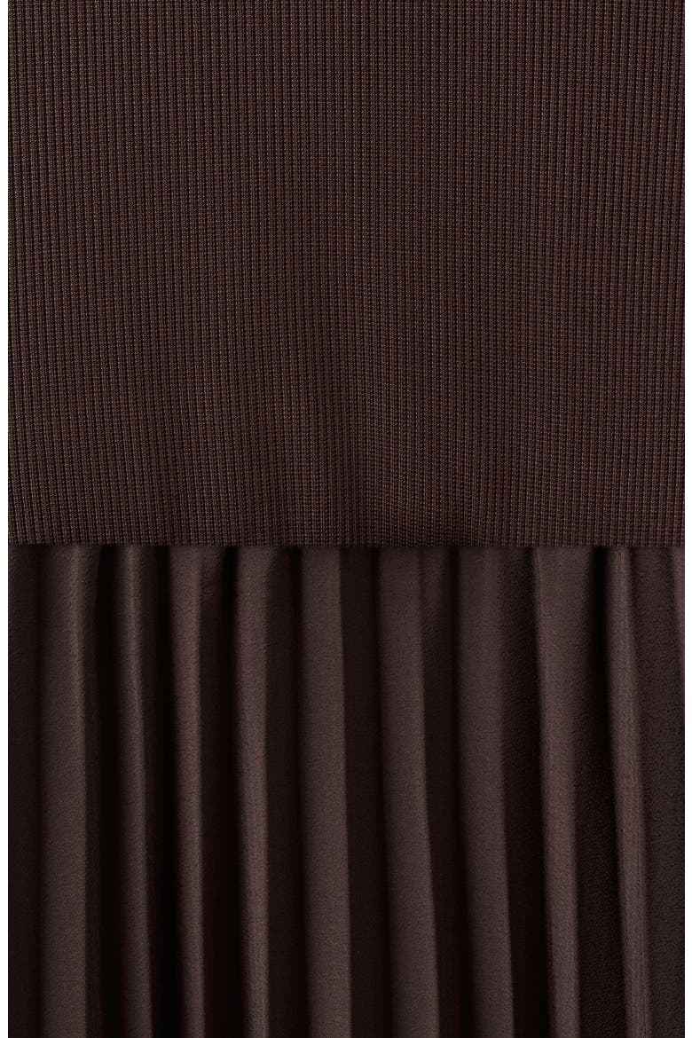 Long Sleeve Pleated Midi Dress, Alternate, color, CHOCOLATE