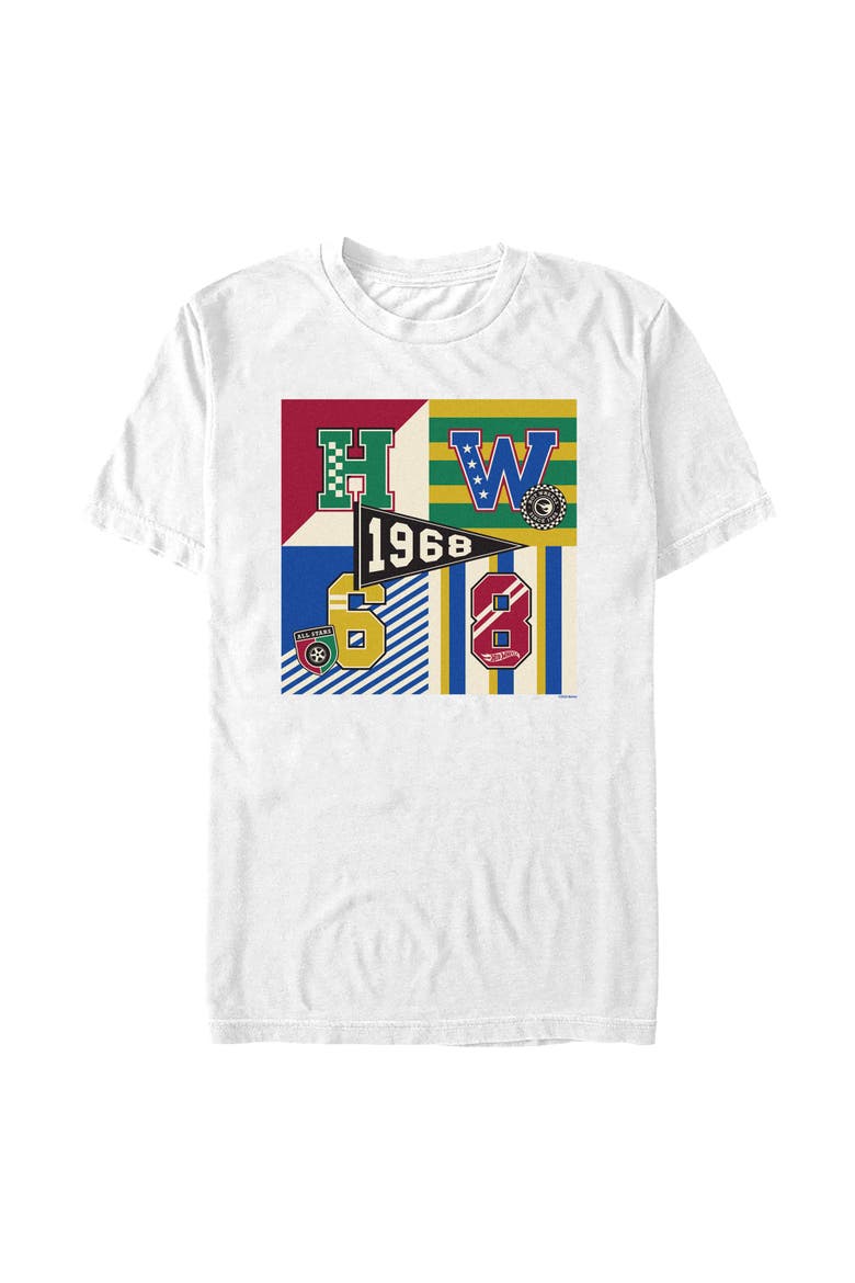 Mens Hot Wheels Retro Colors 1968 HW T Shirt, Main, color, White