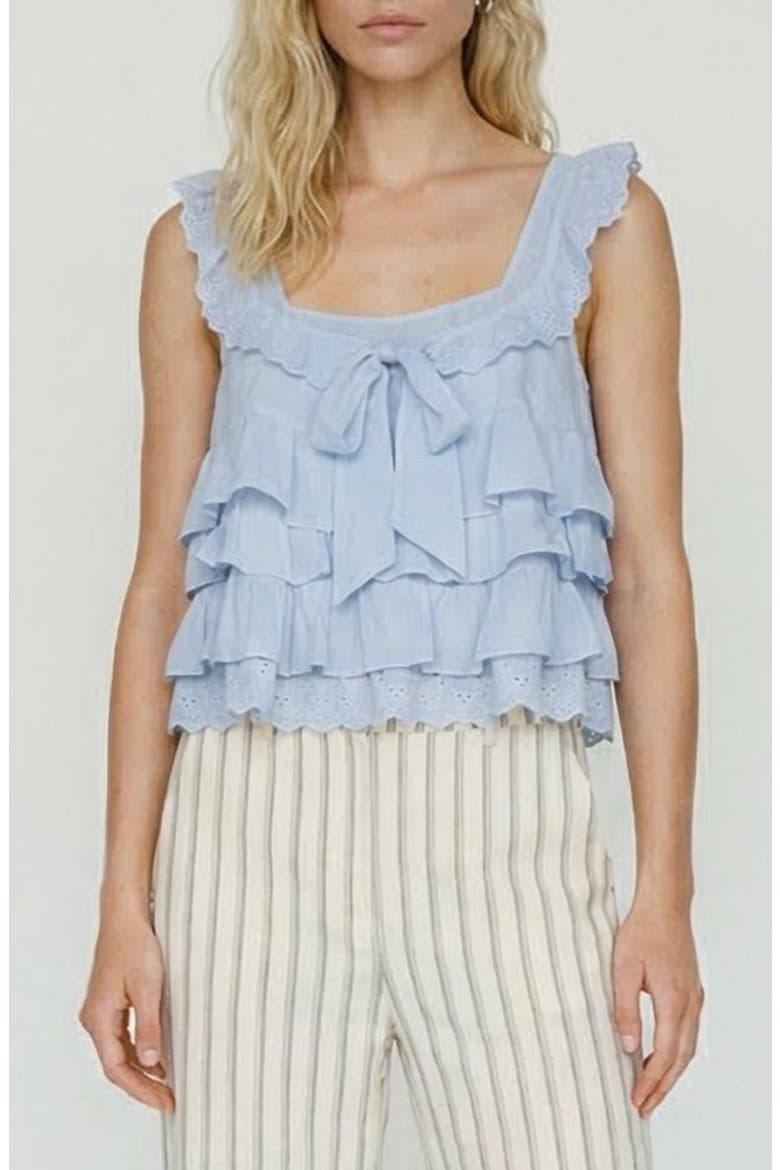 Sandy Sleeveless Layered Top, Main, color, BRUNNERA BLUE