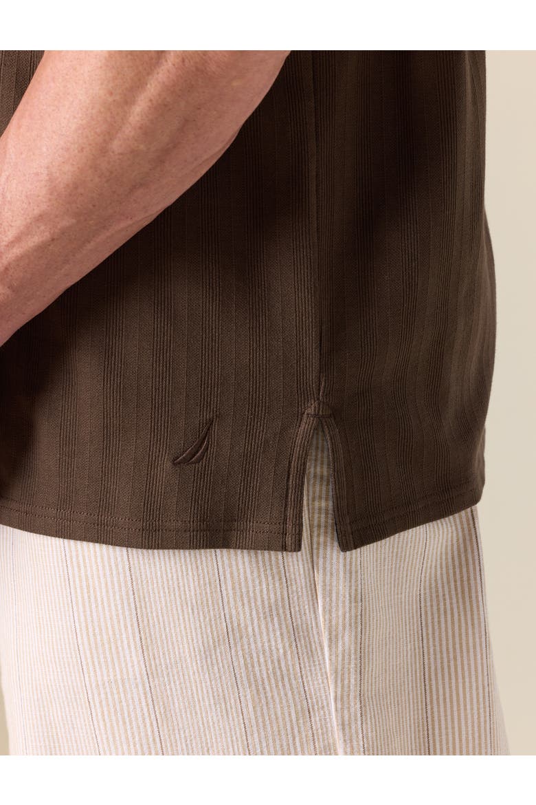Big & Tall PiquÃ© Jacquard Button-Front Polo Shirt, Alternate, color, COFFEE