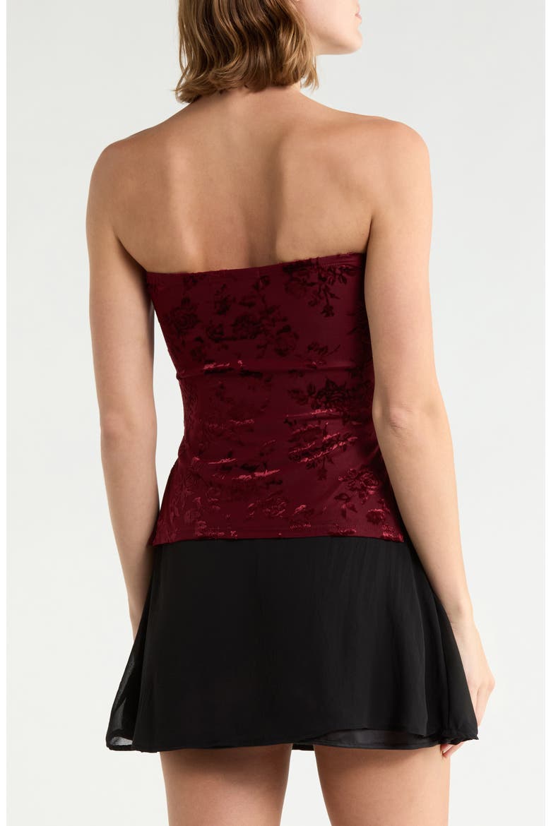 Ruched Side Split Hem Tube Top, Alternate, color, BURGUNDY