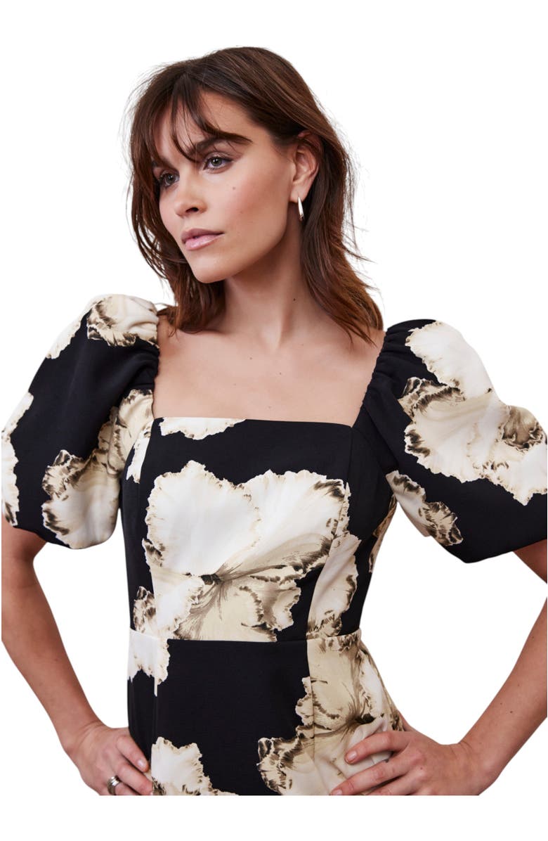 MINT VELVET Printed Midi Dress, Alternate, color, Black