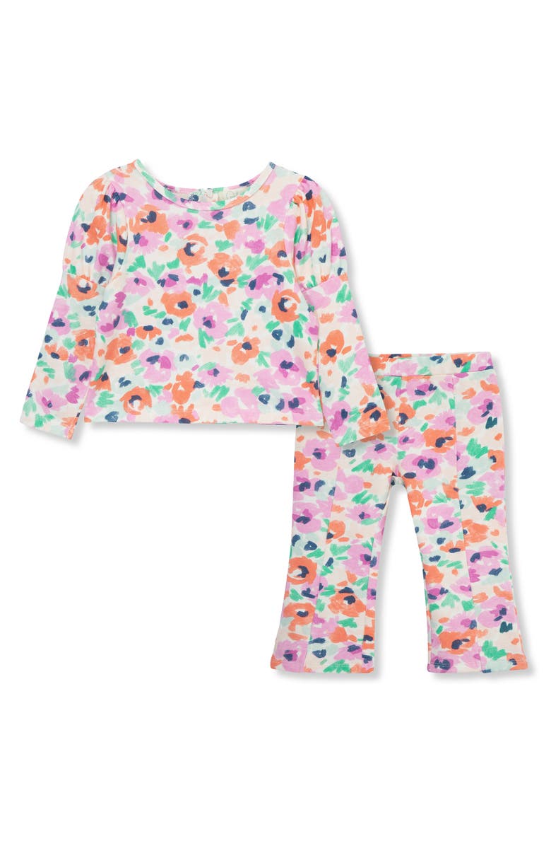 Peek Essentials Floral Cotton Top & Flare Pants Set, Main, color, 