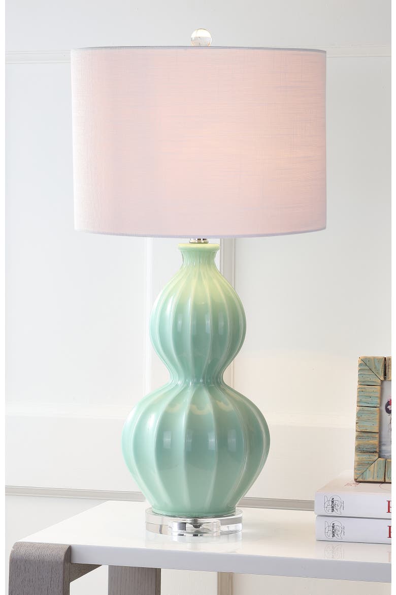 Faye 28" Glass LED Table Lamp, Seafoam Green, Alternate, color, Seafoam Green
