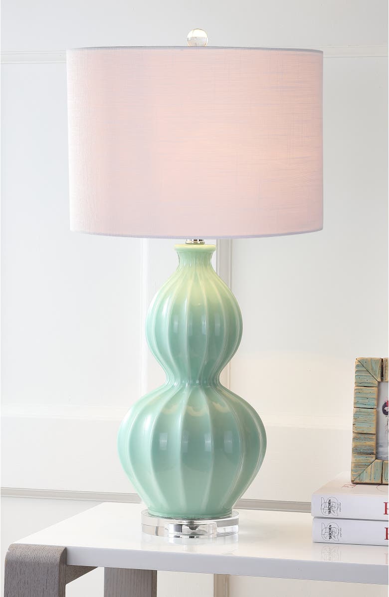 JONATHAN Y Faye 28" Glass LED Table Lamp, Seafoam Green, Alternate, color, Seafoam Green