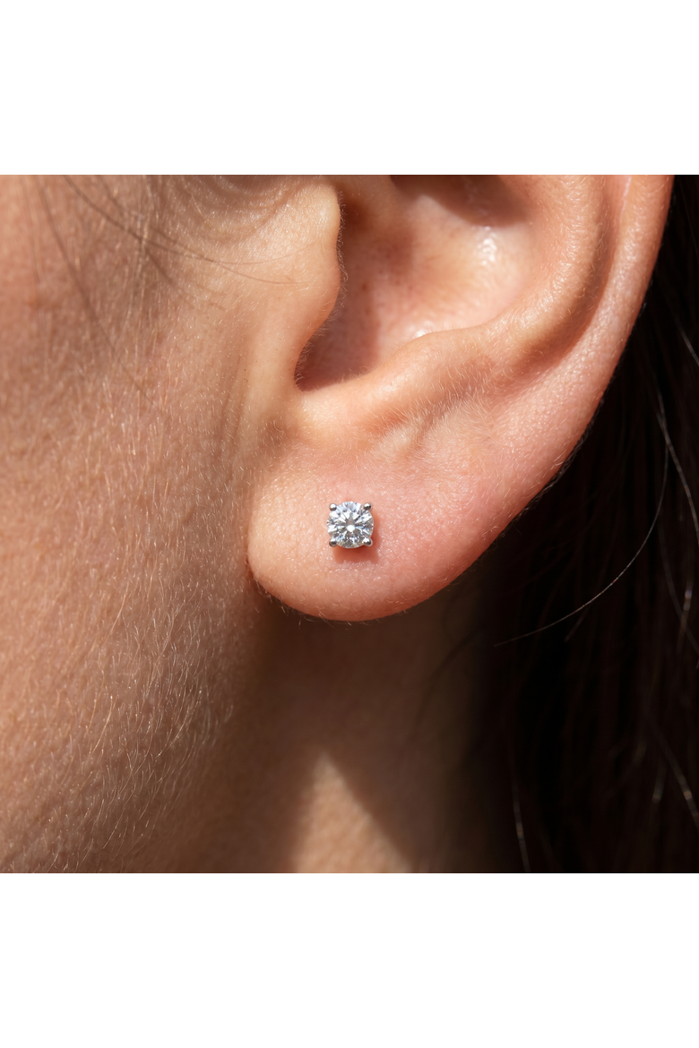 Certified 1/2Ct TW Natural Diamond Screw Back Studs Gold Earrings, Alternate, color, 14k White Gold