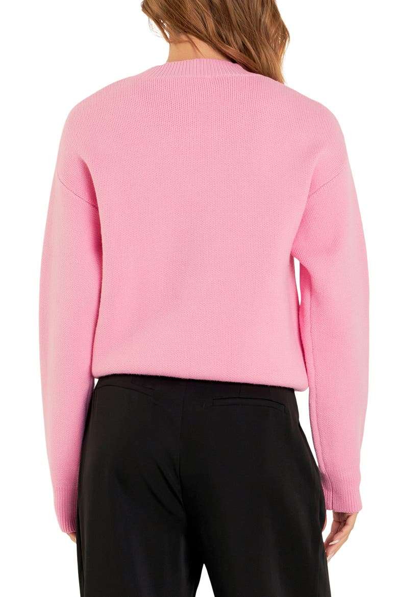 Pompom Heart Sweater, Alternate, color, PINK