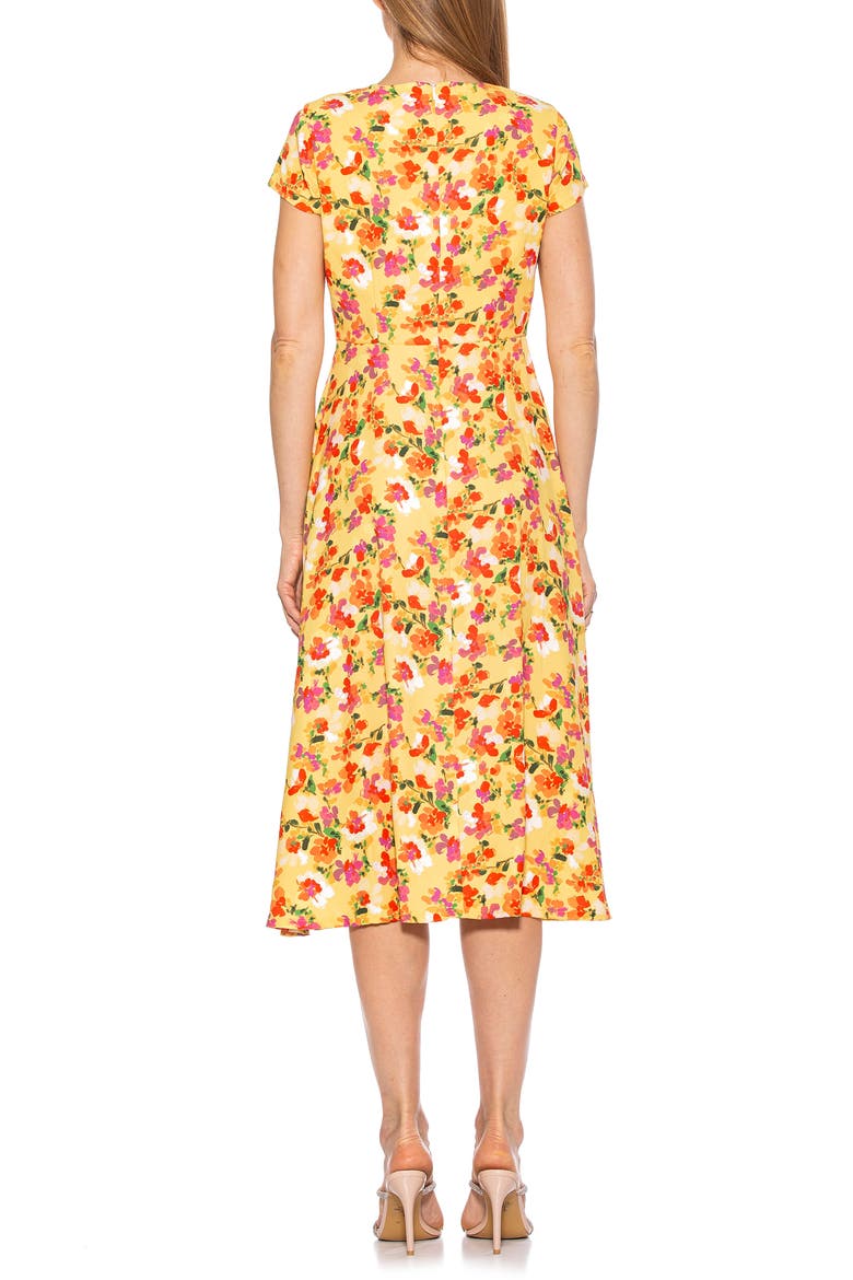 Lily Thigh Slit Midi Dress, Alternate, color, YELLOW WATERCOLOR