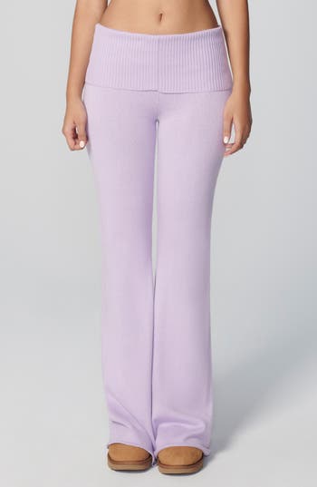 Florence By Mills Foldover Cotton Blend Pants In Purple