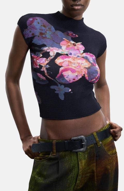 Floral Waffle Knit Top