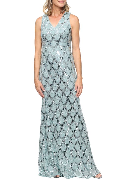 Sequin Sleeveless Column Gown