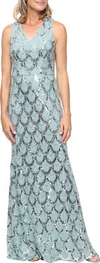Alex Evenings Sequin Sleeveless Column Gown
