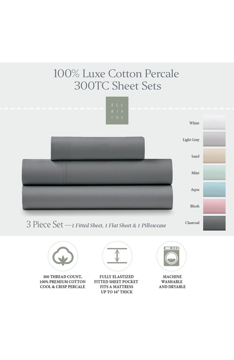 ELLA JAYNE HOME Ella Jayne 300 Thread Count Cotton 4-Piece Sheet Set, Alternate, color, Charcoal