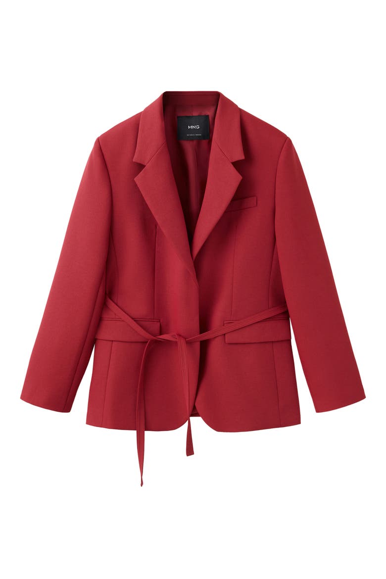 Double Breasted Blazer with Tie Belt, Main, color, DARK ORANGE
