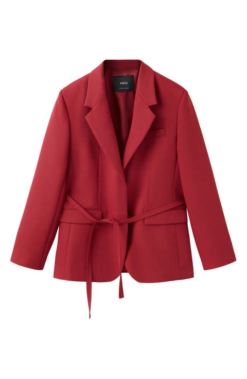 Double Breasted Blazer with Tie Belt