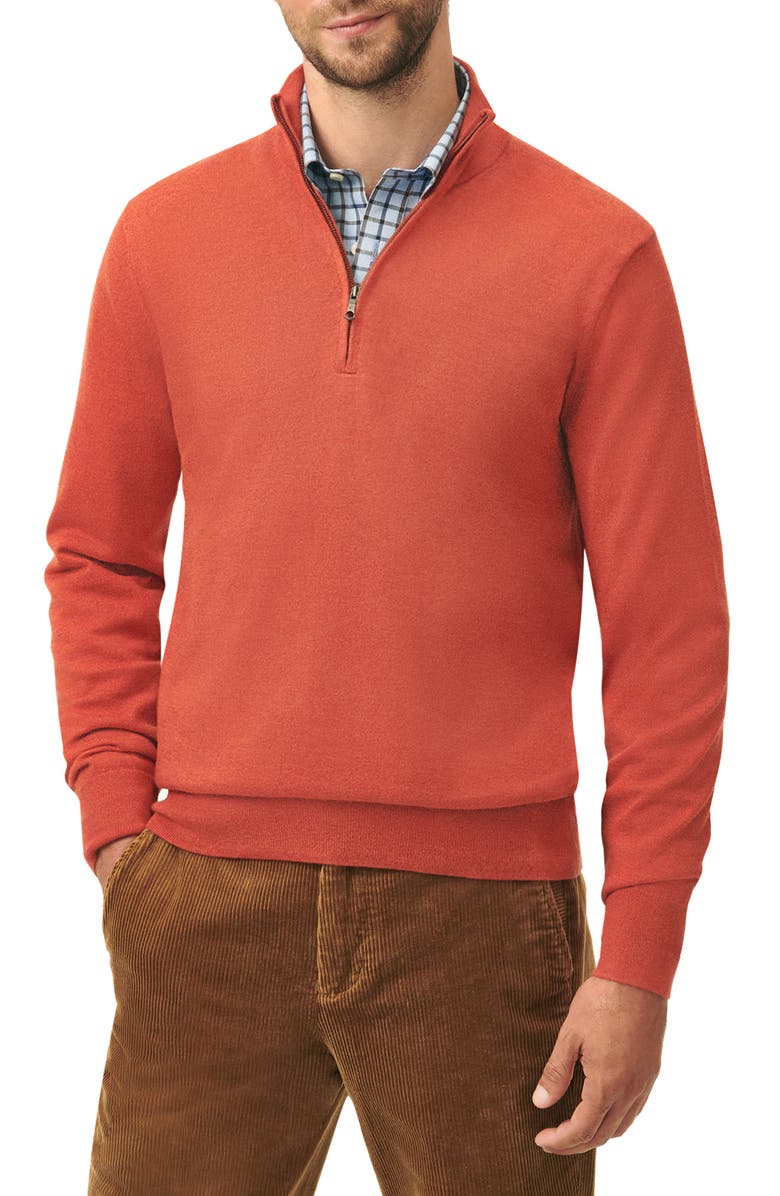 Brooks Brothers Merino Wool Half Zip Pullover, Main, color, 