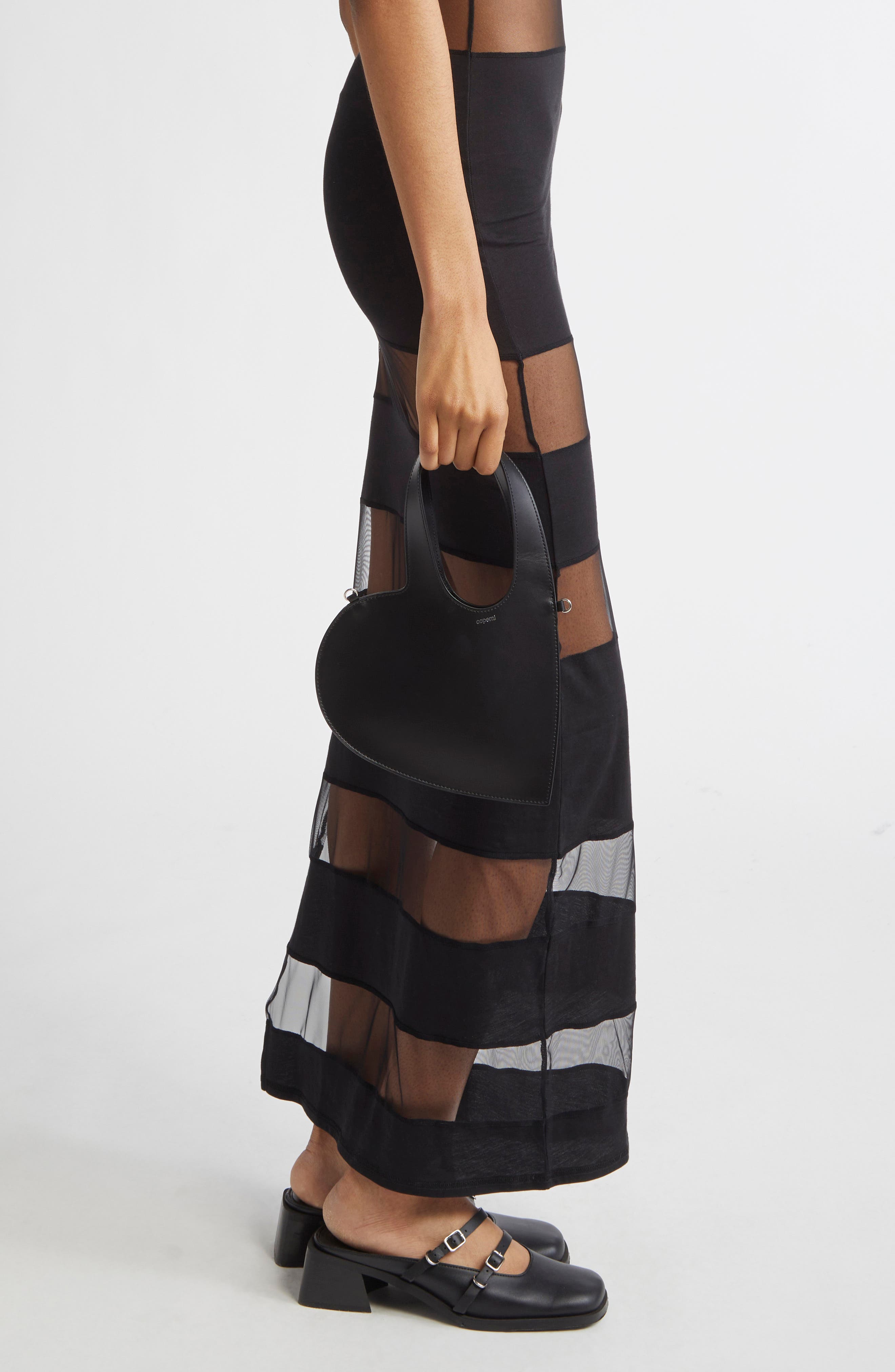 Coperni Mini Heart Leather Belt Bag, Alternate, color, Black