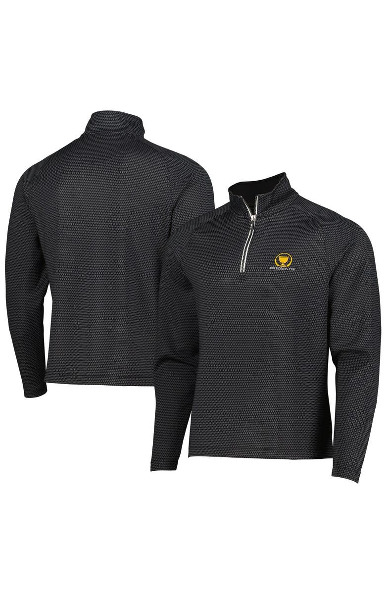 Fairway & Greene Men's Fairway & Greene Black 2024 Presidents Cup Micro Print Quarter-Zip Pullover Jacket, Main, color,