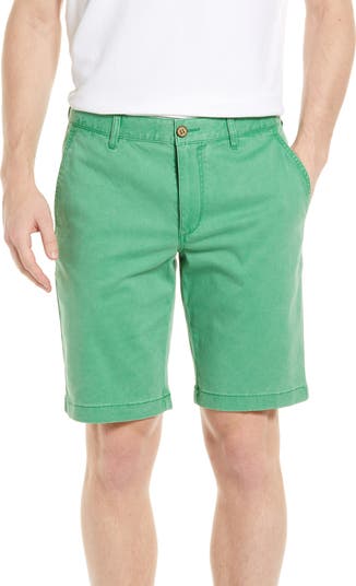 Tommy Bahama Chino Shorts Flat Front Silk Linen Back Button Pockets Green 38 fashion