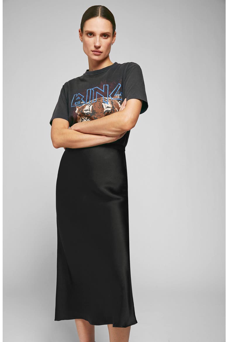 Bar Silk Skirt, Alternate, color, Black