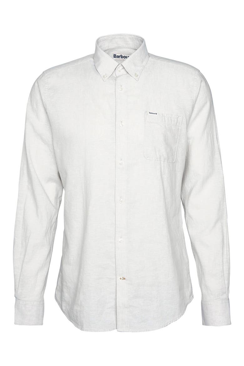 Nelson Tailored Fit Solid Linen & Cotton Button-Down Shirt, Alternate, color, STONE
