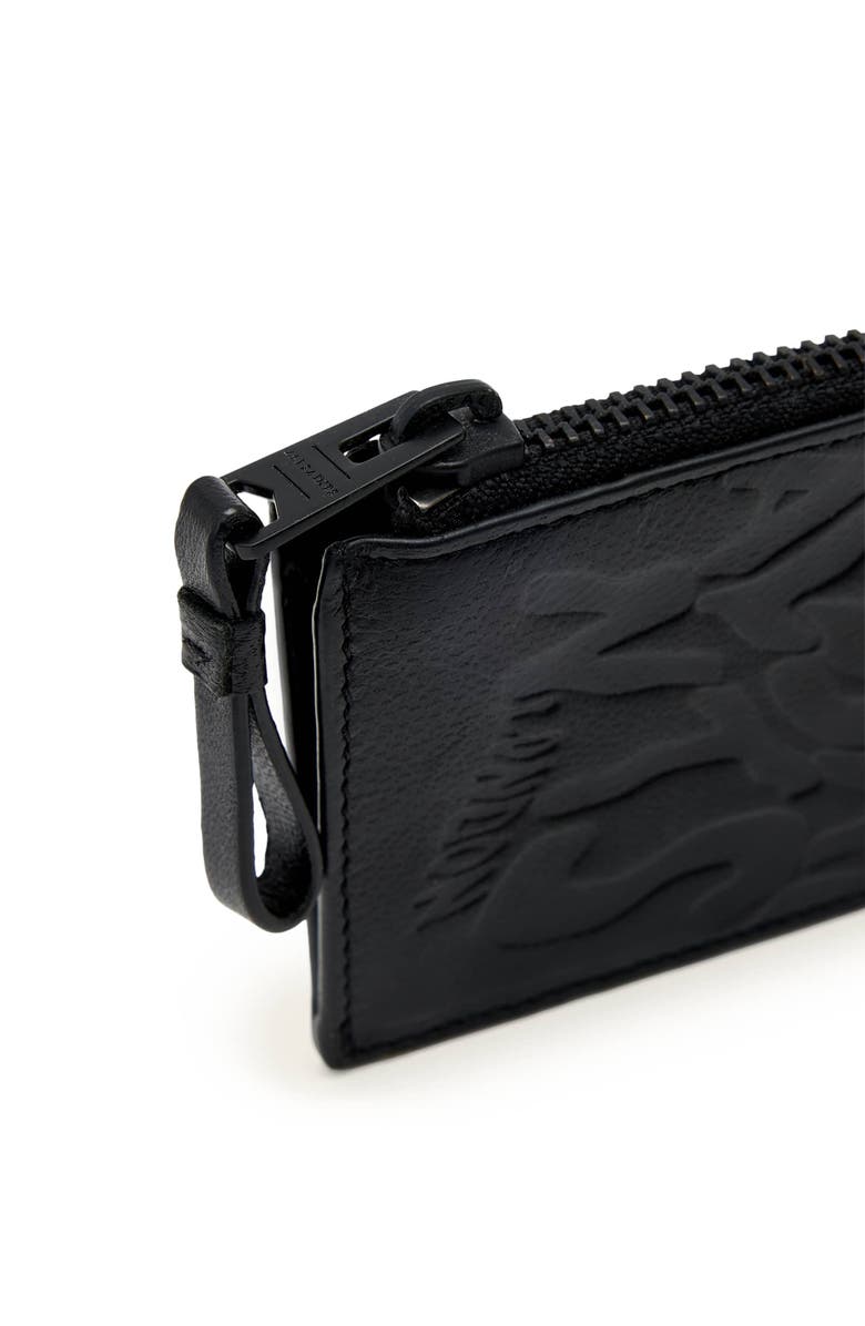 AllSaints Orlando Isamu Leather Zip Card Case, Alternate, color, Black