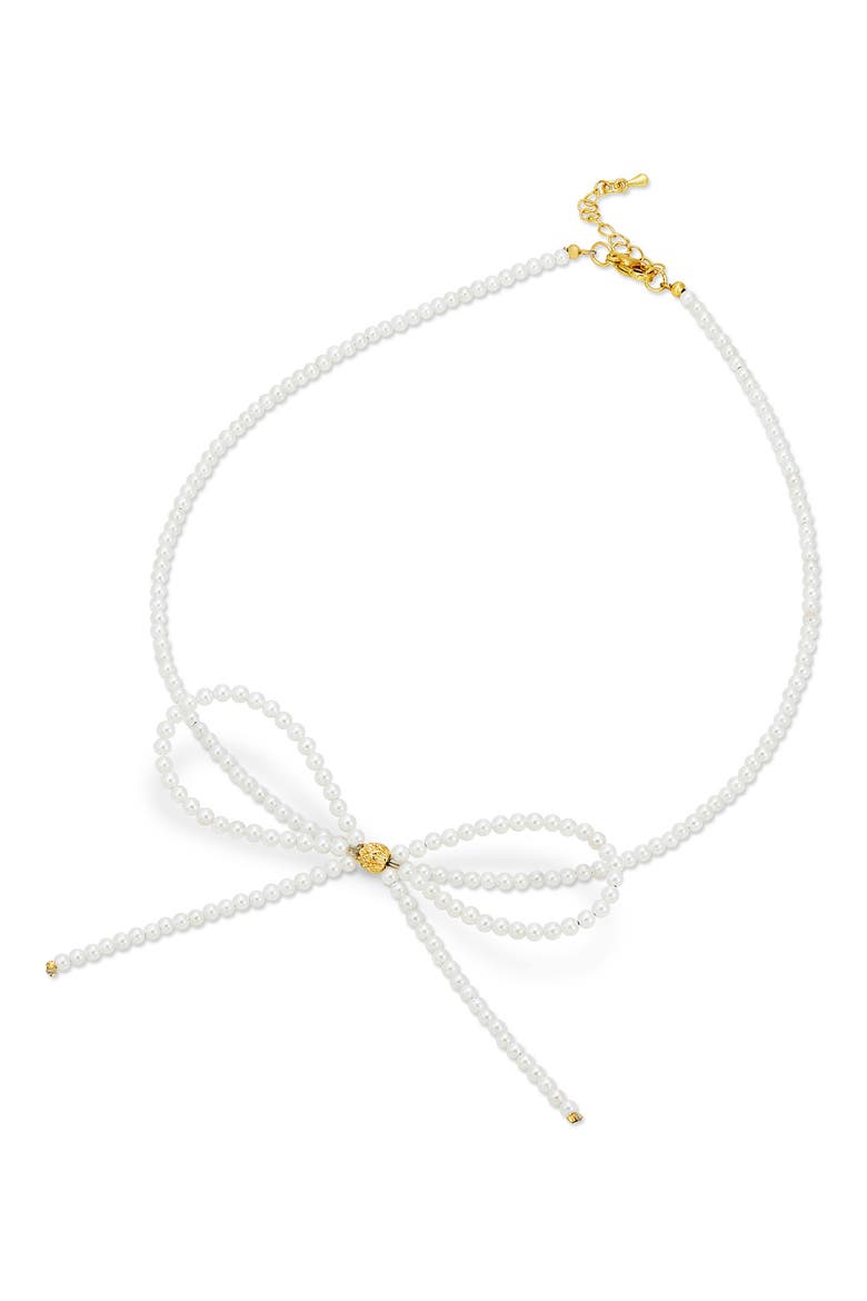 Shell Pearl Bow Necklace, Main, color, WHITE