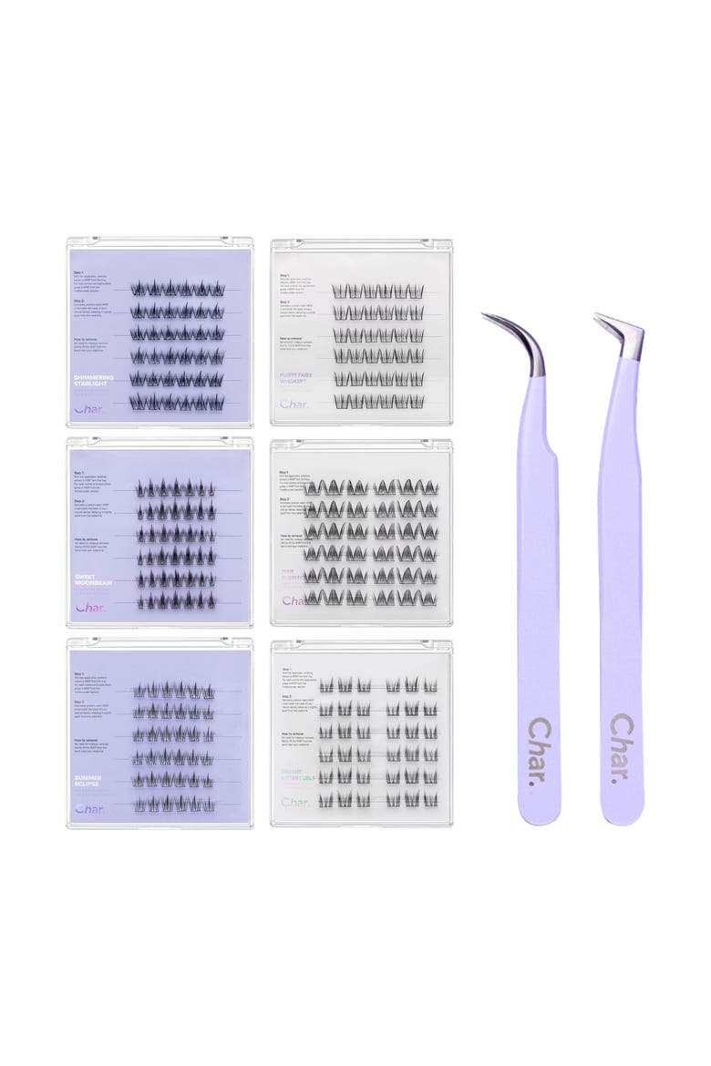 Dreaming Bunny and Pixie Paw Pre-Glued Reusable Lashes with 90 Degree and Curved Tweezer, Main, color, Black